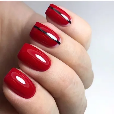 Красный маникюр на нарощенные ногти | Nails, Red nails, Cute nails