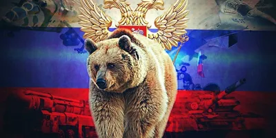 Медведь на фоне флага России Стоковое Изображение - изображение  насчитывающей скульптура, счастливо: 193050859