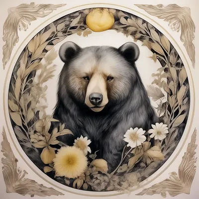 Полигональная морда медведя. рисунок …» — создано в Шедевруме