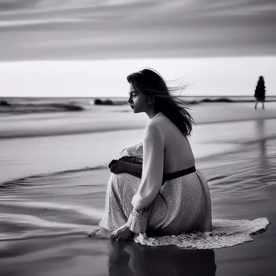 Девушка на пляже в купальнике, море…» — создано в Шедевруме