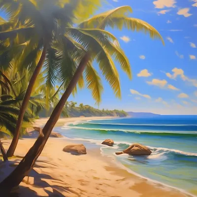 Солнечный день. море. пляж. пальмы» — создано в Шедевруме