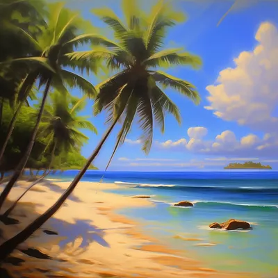 Картинки природа, тропики, море, пляж, пальмы, кусты, зелень - обои  1280x1024, картинка №233961