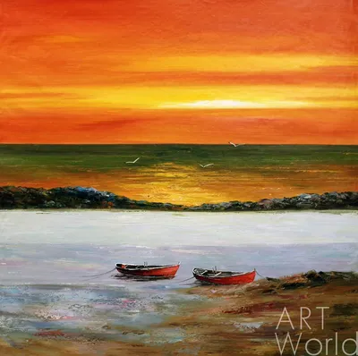 Морской пейзаж «Волны у скал на фоне заката» 60x90 DL170408 купить в Москве