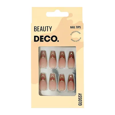 Купить набор накладных ногтей DECO. GLOSSY hearts 24 шт. + клеевые стикеры  24 шт., цены на Мегамаркет | Артикул: 600009532492