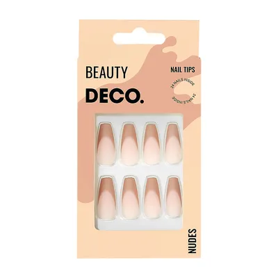 Набор накладных ногтей `DECO.` NUDES french (24 шт + клеевые стикеры 24 шт)  купить в интернет-магазине косметики 'Подружка', артикул 187416