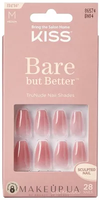 Kiss Bare But Better Nails Nude Nude - Набор накладных ногтей с клеем,  средняя длина: купить по лучшей цене в Украине | Makeup.ua