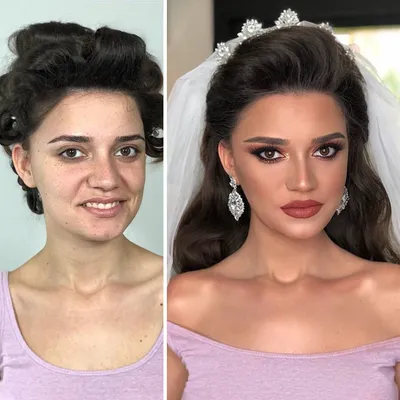 На фото показали невест до и после нанесения макияжа. Результат поражает
