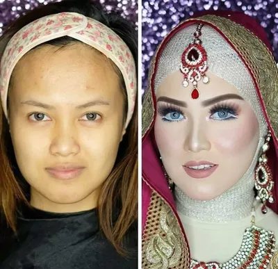 Фантастика! Фото невест до и после нанесения макияжа потрясли Сеть