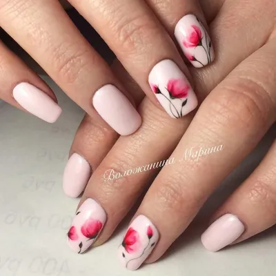 Маникюр с цветами: лучшие рисунки на ногтях (фото) | Нейл-арт, Розовые ногти,  Красивые ногти