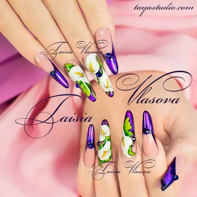 Модный маникюр с цветами. Цветы на ногтях. Рисунок на ногтях — Видео |  ВКонтакте