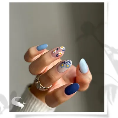 Короткие овальные ногти (розовые с цветами)- купить в Киеве |  Tufishop.com.ua