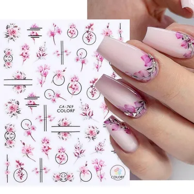 Наклейки для ногтей \"Цветы\" декоративные наклейки на ногти дизайн ногтей  маникюр купить по цене 200 ₽ в интернет-магазине KazanExpress