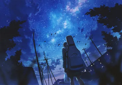 аниме обои с красивой девушкой сидящей на улице ночью, картинки фон  картинки и Фото для бесплатной загрузки