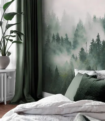 Фотообои Сумеречный лес в тумане на стену. Купить фотообои Сумеречный лес в  тумане в интернет-магазине WallArt