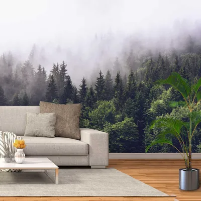 Фотообои на стену туманный лес, обои на заказ, фотообои зеленый лес в тумане,  декор стен, для гостиной, кухни, спальни | AliExpress
