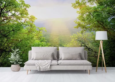 Фото обои лес на стену 368x254 см 3D Пейзаж Туман в лесистых горах  (14587P8)+клей купить по цене 1200,00 грн
