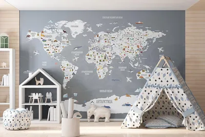 Обои с картами мира | Ретро карта мира на английском | Детские обои