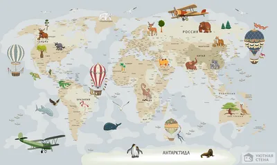 Фотообои флизелиновые Детская карта мира 300х130 см купить недорого в  интернет-магазине товаров для декора Бауцентр