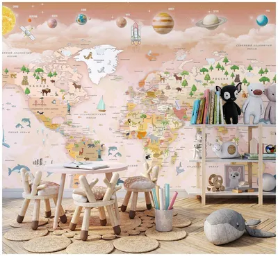 Обои «Детская карта мира-13» купить на стену — Невский Декор