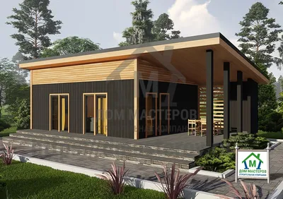 Проект одноэтажного каркасного дома с односкатной крышей D2128 | Каталог  проектов Домамо