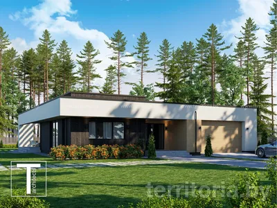 Проект одноэтажного дома с плоской крышей - 04-23 🏠 | СтройДизайн