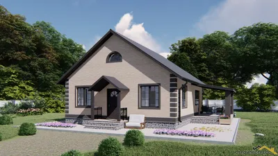 Проект одноэтажного дома с плоской кровлей и навесом для авто SZKWAL купить  в Минске на Territoria.by