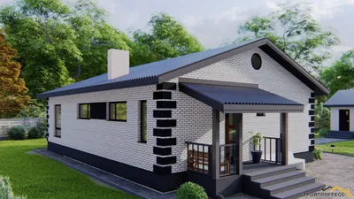 617A «Дриада» - проект одноэтажного дома, с террасой, с навесом на 1 авто,  в современном стиле: цена | Купить готовый проект с фото и планировкой