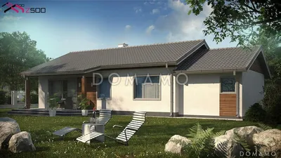 Проект одноэтажного дома с тремя спальнями и двускатной крышей |  Dom4m.com.ua | Архитектурное бюро DOM4M Украина