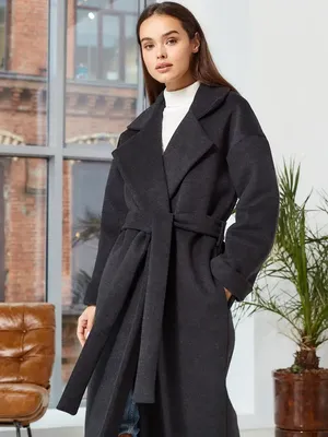 Женское Пальто-халат с поясом и отложным воротником купить в онлайн  магазине - Unimarket