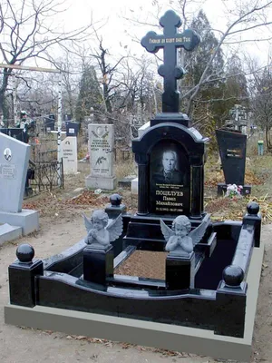 Православный гранитный памятник в виде креста фото