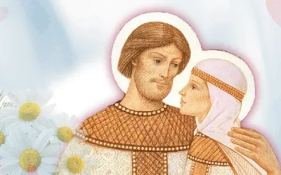 Рукописная икона Муромских святых Петра и Февронии на заказ