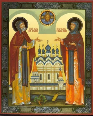 Икона Петра и Февронии Муромских в серебре.