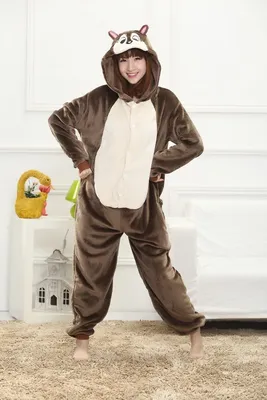 Пижама-комбинезон из флиса с ушками бежевый мишка женский купить в интернет  магазине