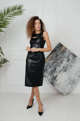 Платье макси из эко-кожи с узлом черного цвета 1313223011 - купить в  интернет-магазине 2MOOD