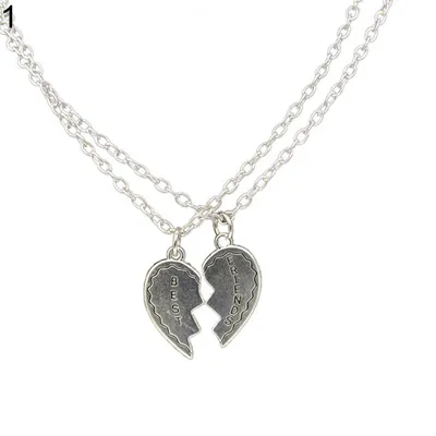Парные кулоны половинки сердца (серебро/золото) с гравировкой (53012) –  купить в Gravira.ru