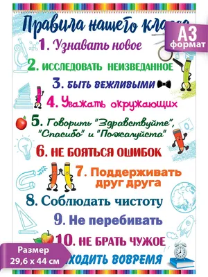 Плакат \"Правила нашего класса\" А3 - купить с доставкой по выгодным ценам в  интернет-магазине OZON (280188762)