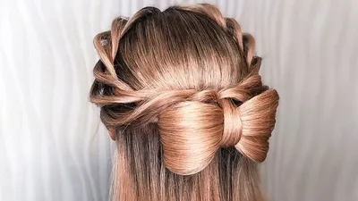 🌿Прически на 1 Сентября / Последний Звонок Пошагово🌿Бант из волос 🌿HAIR  BOW TUTORIAL🌿 ©LOZNITSA - YouTube