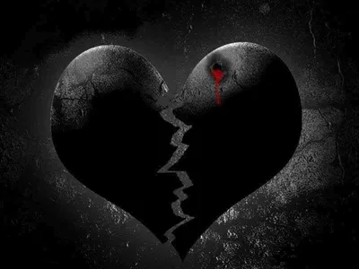 Разбитое сердце сшитое из двух частей на черном фоне :: Стоковая фотография  :: Pixel-Shot Studio