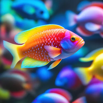 Стая разных рыб в красном море» — создано в Шедевруме