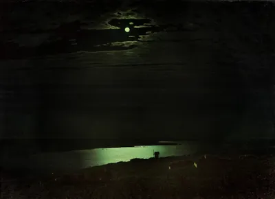 Картинки тумане Природа Луна Реки Ночь