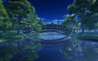😴 ночной пейзаж у ночной реки, …» — создано в Шедевруме