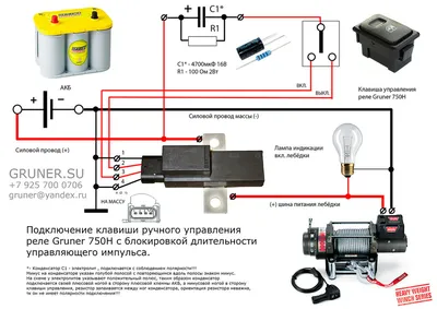 В этом посте собираются все схемы по теме подключения реле Gruner 750H