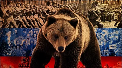 Наклейка на авто Русский медведь версия 3. Флаг России « Наклейки на авто