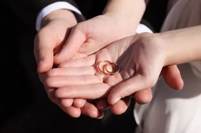 Свадьба, обрученные руки молодоженов, обручальные кольца на руках Стоковое  Изображение - изображение насчитывающей женщина, кольца: 179862613