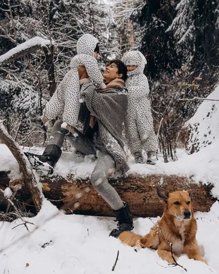 Семья с собакой в лесу - 68 фото