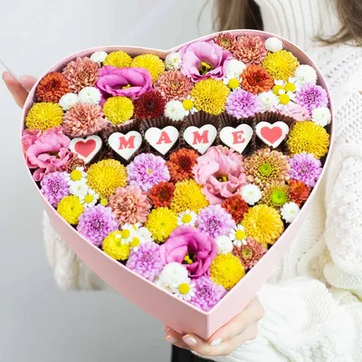 Цветы в коробке-сердце \"Любимой !\", артикул: 333034720, с доставкой в город  Казань