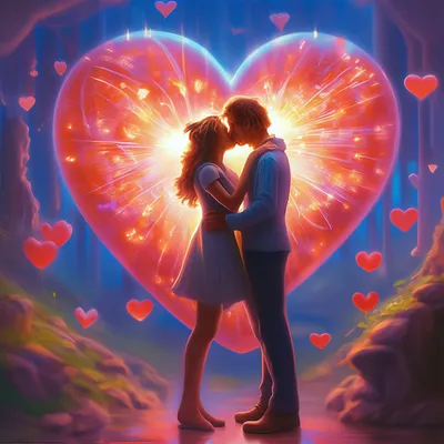 Огромная любовь, сердце, поцелуй, …» — создано в Шедевруме