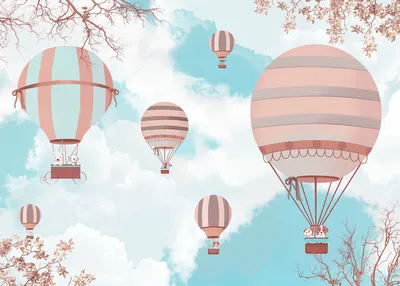 Фотообои Воздушные шары в небе купить в Москве, Арт. 15-306 в  интернет-магазине, цены в Мастерфресок