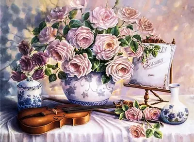 Скачать обои цветы, розы, ноты, скрипка, лист разрешение 1600x900 #144776