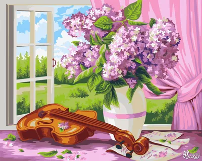 Картина по номерам \"Цветы и скрипка\"